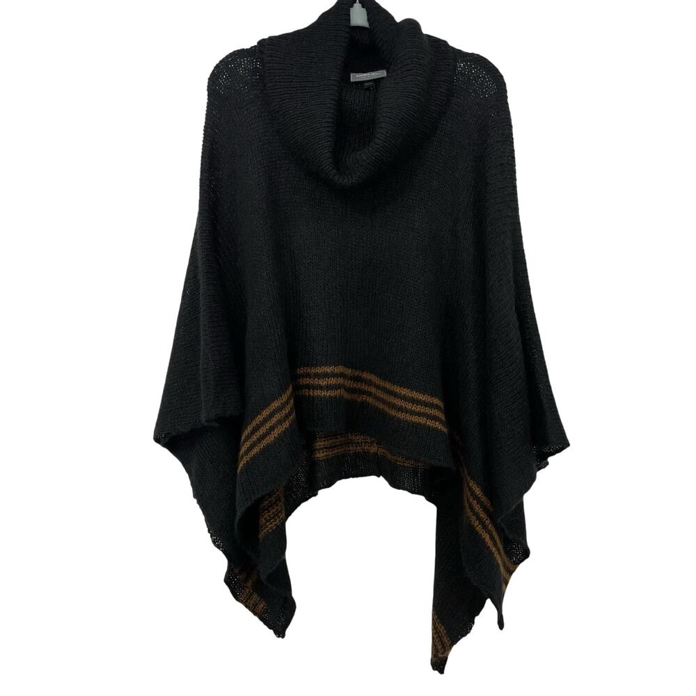 Wooden Ships Paola Buendia One Size Medium Poncho Sweater Wool Blend Black Women